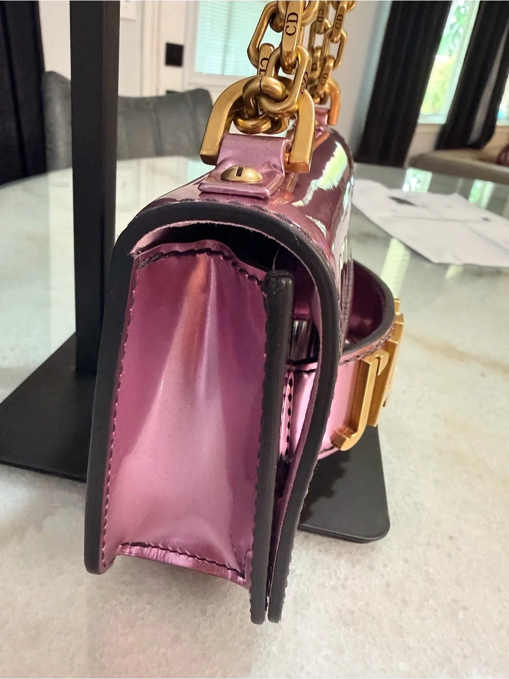 Dior Metallic Pink J'Adior Mini Shoulder Bag with Gold Hardware - Picture 5 of 12